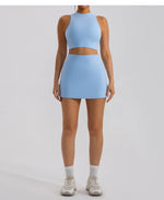Sports Short Skirt Yoga Set 2PCS Women Tracksuit Gym Tennis Skirt Set Workout Sportswear Golf Dance Athletic Sport Suit