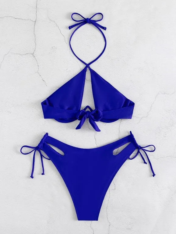 Women Sexy Black Push Up Bikini Set Micro Bathing Suits Swimwear Thong Swimsuit Two Pieces Swimming Suit Beachwear Biquini Blue