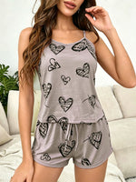 Women Pajamas Sleepwear Pajama 2pcs Set Camisole Shorts Cartoon Print Cami Top Backless Milk Silk Comfortable Pj Set Loungewear