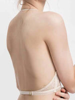Women‘s lace bralette wireless push-up bra U back sexy Lingerie Deep V bra sexy backless invisible underwear with crossed back