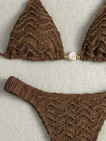 Sexy Beige Black Micro Bikini Set 2026 Women Pearls Strap Push Up Bra Pleate Thong Swimsuit Beach Bathing Suit Holiday Swimwear