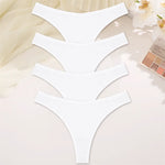 4PCS Women Seamless Thong Cotton Thin Strap Low Waist High Flexibility Panties Sexy Underwear Ladies Briefs T-back Soft Women