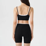 Women's 2-piece Yoga Set Fake Two-Piece Color-Block White Stripe Camisole Running Sports Bra Shorts Yoga Outfit Set