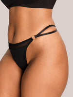Plus Size Women Mesh Thong Panties Sheer Adjustable Strap Sexy High Cut Ladies Underwear