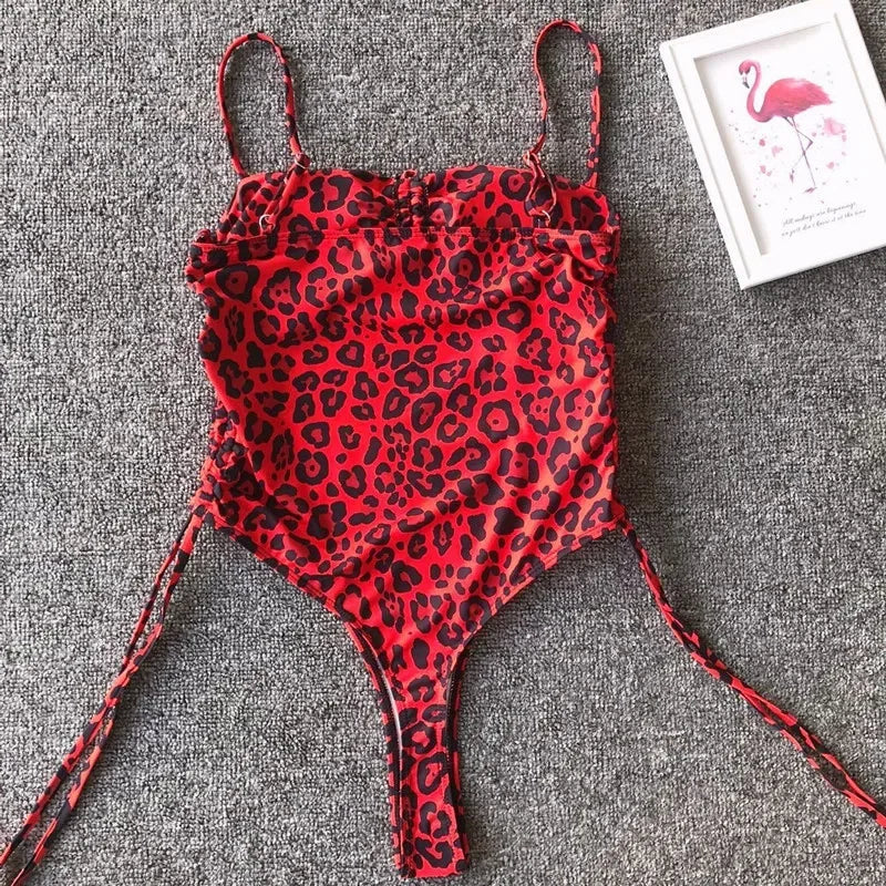 Neon Green Tummy Cut Out Female Swimwear One Piece Swimsuit Women Thong String Monokini High Leg Cut Bathing Suit Swim Bodysuit