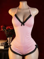 Lace-Trimmed Leopard Printed 2 Pieces Pajamas Set Women Sleepwear Straps Crop Top & Shorts Suit Home Clothes Loungewear