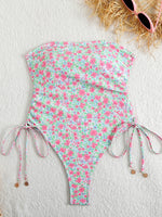 2026 Sexy Drawstring High Cut Swimsuit One Piece Printed Swimwear Women Bathers Bathing Swimming Swim Suit Female Beachwear