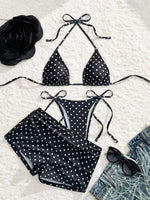With Shorts Polka Dot Halter Mini Micro Thong Bikini Female Swimsuit Women Swimwear Three-pieces Bikini Set Bathing Suit Swim