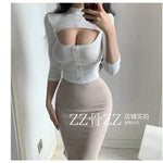 WOMENGAGA Mid Length Skirt For Elegance Apricot Slim Mini Dress Sweet Sexy Korean Women 2023 Skirts High Waist Fashion HGR0