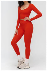 2 Pieces Sportswear Women Yoga Set Gym Clothes Fitness Set Outfit Outdoor Long-Sleeved Shirt Tracksuits Sports Bra Gym Leggings