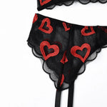 Toucheart Sexy Bra Lingerie 2-piece Set Mesh Transparent Bodysuit Heart Embroidery Lace Hollow Underwear Sexy Bras Body Femme