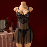 Black Sexy Women's Underwear: Laceless Panties with Cutouts, Sexy Halter Dresses, Female Erotic Wear, Naughty Pajamas ZA825096