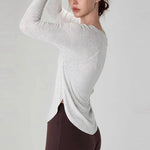 Women's yoga sports T-shirt, Modal ribbed yoga long sleeved outdoor sports loose top slimming yoga T-shirt cover