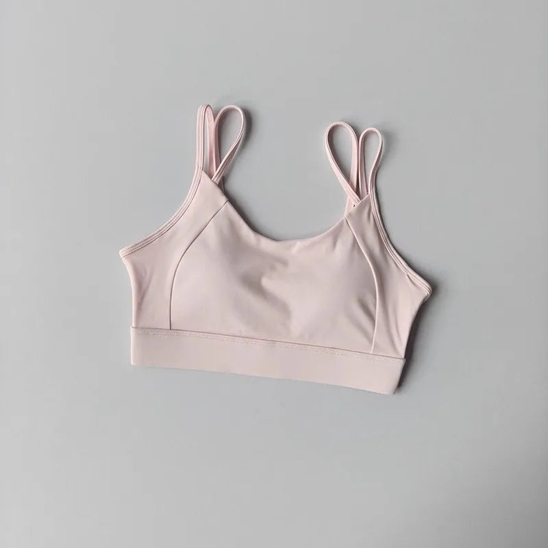 Women's Yoga Sports Bra Shock-Absorbing Gathered Front with Fine Strap Detailing Beautiful Back Design for Running Fitness Vest