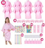 6-15Pcs Spa Party Robes for Girls Supplies Favors Kids Gowns Robe Soft Spa Headband Sleepover Birthday Party