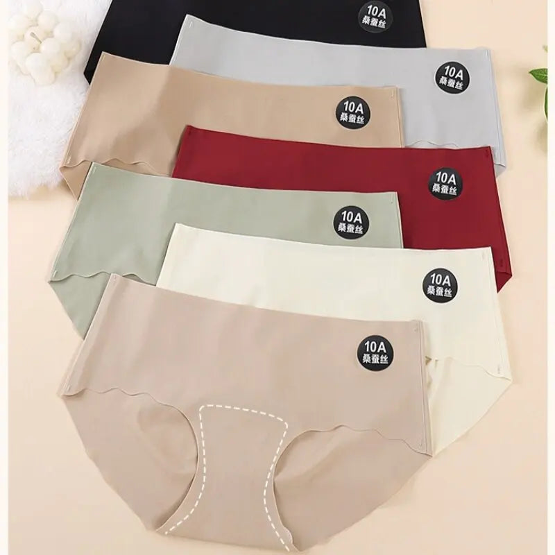 10A Grade Ice Silk Seamless Panties Solid Color Panties Underwear Women Comfort Wear Naked Feeling