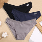 3PCS Women Cotton Panties Female Sexy Intimates Low Rise G-String Thongs Ladies Bikini Girl Solid Color Underwear Soft Lingerie
