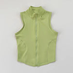 Summer Stand-Up Collar Zipper Sleeveless Vest Women'S Elastic Slim Fit, Quick-Drying, Fitness, Outdoor Sports, Versatile Top