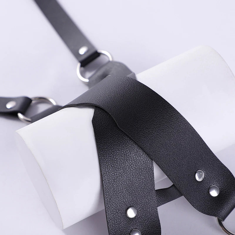 Cosplay Exotic Leather Mask Women Men Games Half Face Mask BDSM Bracelet Adjustable For Couples Bondage Set Adult Toys Supplies