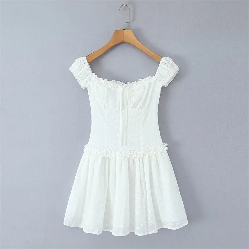 Summer 2026 Sexy Strapless Dress For Women Waist-cinching With Ruffled Trim And Embroidery Mini Skirt Pure Desire Beautiful T0DT