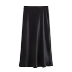 Foridol Autumn Winter Burgundy Satin Skirt Women Party Silk Skirt High Waist Straight Long Faldas Mujer Christmas Skirt