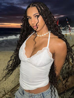 FDYOUI Woman Clothing Lace Patchhwork Camisoles Top Y2K Streetwear Sexy Halter Neck Bandage Cropped T-shirt Female Corset Tops