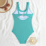 2026 Sexy Ruffle Swimsuit One Piece Solid Swimwear Women Bathers Bathing Swimming Swim Suit Female Beachwear XXL