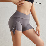 DIAS FIT JOY Women's Tight-Fitting Nylon Yoga Shorts Breathable Drawstring Sport Leggings Push-Up Short Tights for Yoga Pants