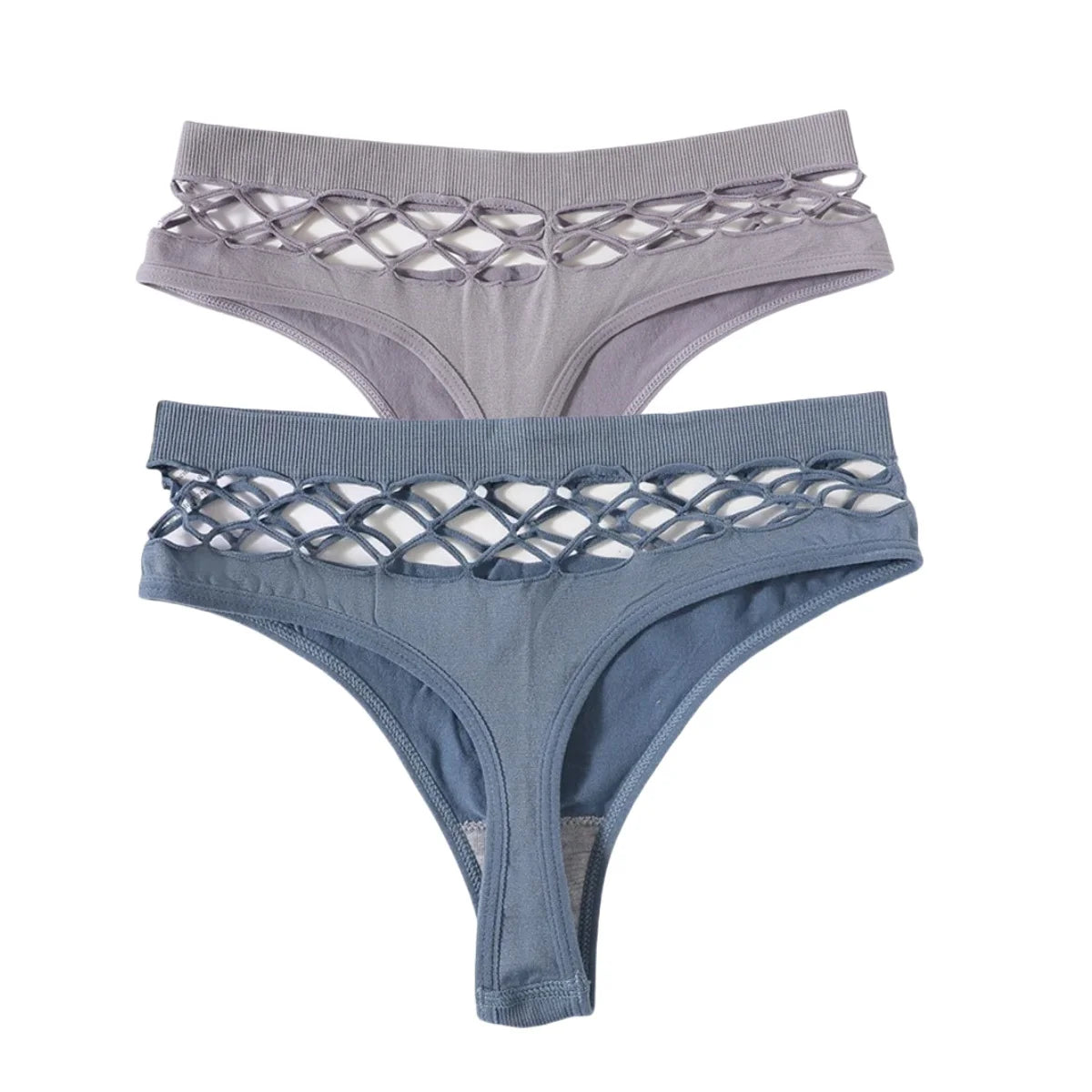 2Pcs/Set Seamless Thongs Panties Women High Rise Underwear Sexy Lingerie Bottoms Female Underpants Hollow G-String Pantys M-L