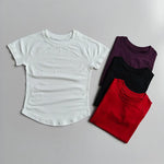 Women's Quick-Drying Short-Sleeved Yoga Sports T-Shirt Summer Outdoor Fitness Running Gym Training Wear Comfortable Breathable G