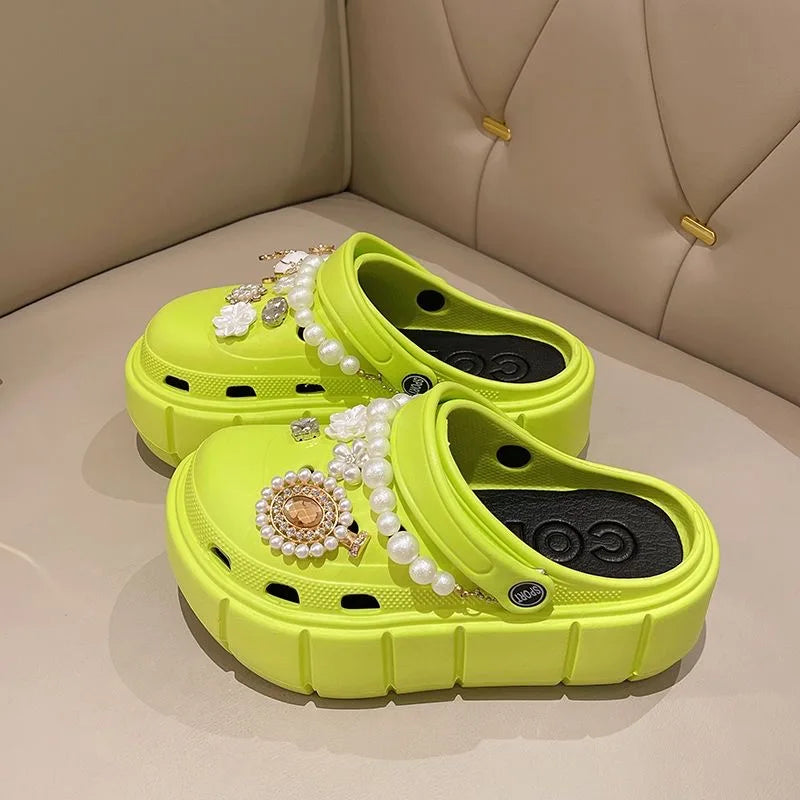 Summer Women Slippers Platform Clogs Outdoor Garden Shoes Female Pool Sandals Bathroom Flip Flops Mules Ladies Beach Slides