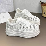Women's Low Cut Breathable Hollow Out Sneakers Summer Fashion Casual Shoes Thick Bottom Lightweight Versatile