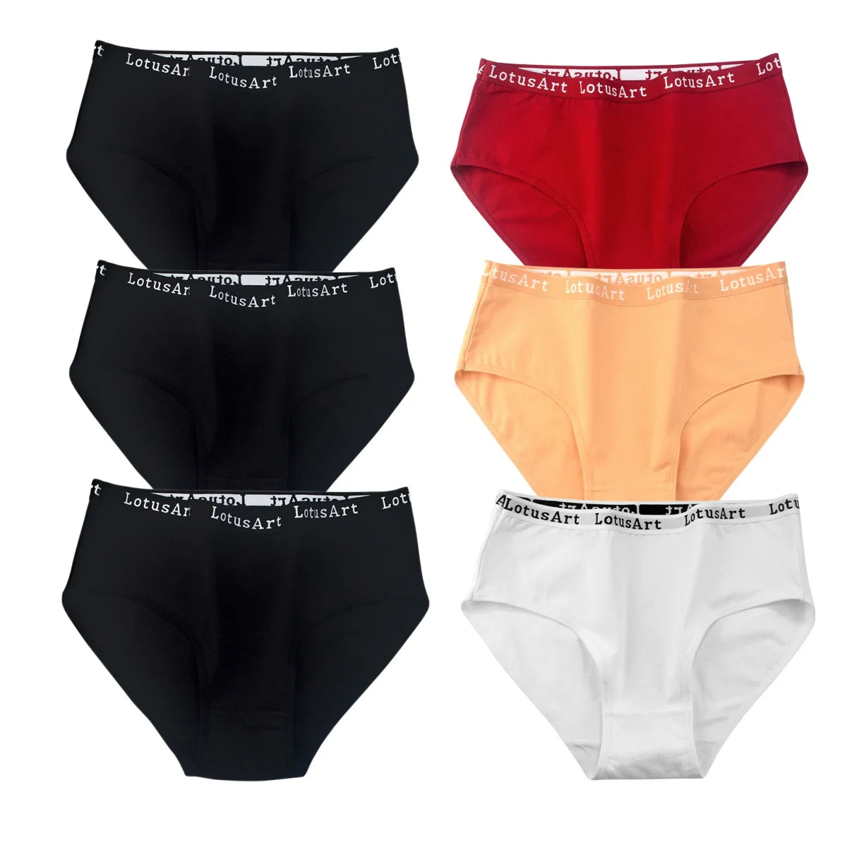 6Pcs/Set Women High Waist Cotton Briefs Letter Print Wide Waistband Panties Solid Color Full Coverage Hip Lifting Lingerie M-2XL