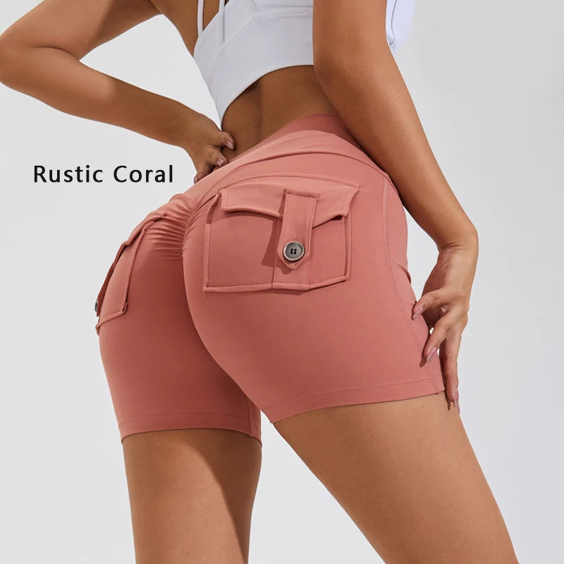 DIAS FIT JOY Tight Women's Shorts Pocket High Waist Lifting Buttocks Quick Drying Yoga Shorts