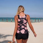 White Polka Dot Print Two Piece Swimsuit 2026 Swimwear Women Large Size Push Up Skirt High Waist Drawstring Side Short Swimsuit
