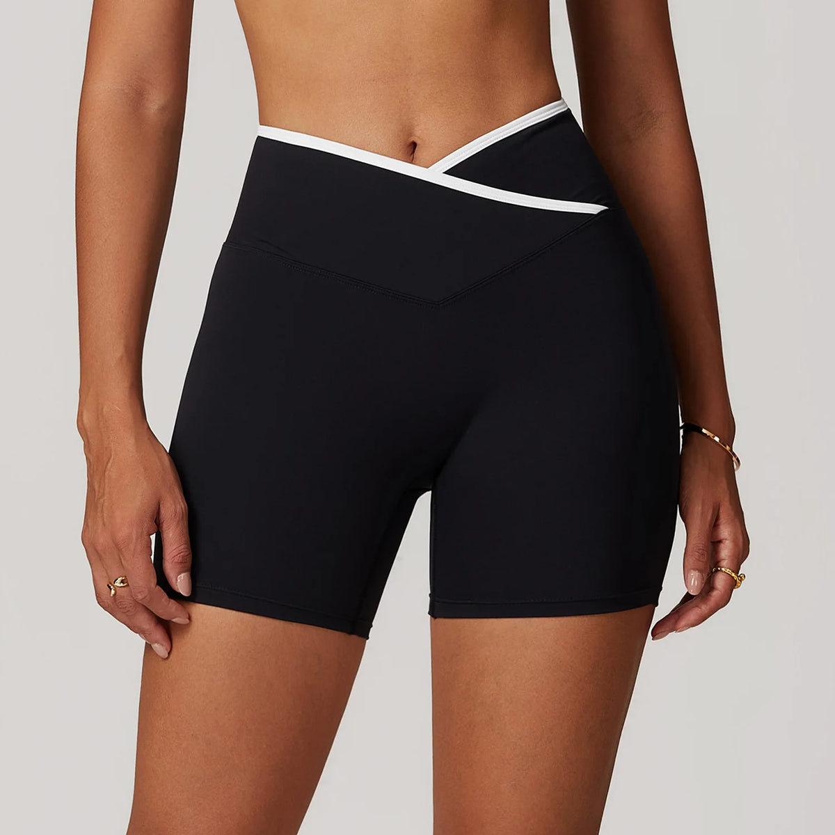 Women Gym Shorts Fitness Sports Biker Shorts V Waist Band Yoga Shorts Workout Tights Scrunch Butt Seamless Leggings Woman Pants