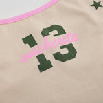 Hot Girl Two-piece Suit Printed Slimming Suspender Low Waist Drawstring Short Skirt Suit