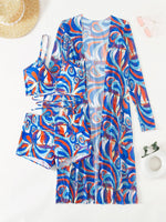 3 Pieces Sexy Print Bikini 2026 Women High Waist Swimsuit & Kimono Swimwear Female Lady Bathing Suit Swimming Summer Beachwear