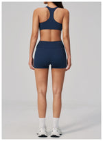 Quick Drying Shaved Tight Yoga Suit for Women Color Contrast Slim Sports Bra High Waist Shorts Running Fitness Suits Tracksuit