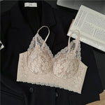 European French Lace Bralette Small Bust Push Up Anti Sagging Comfort Bras for Women Lace Back Thin Style Elegant Everyday Wear