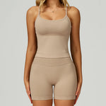 2 Pieces Women's Seamless Yoga Set Fitness Running Sports Set Slim Fit High Waist Beautiful Back Tracksuit