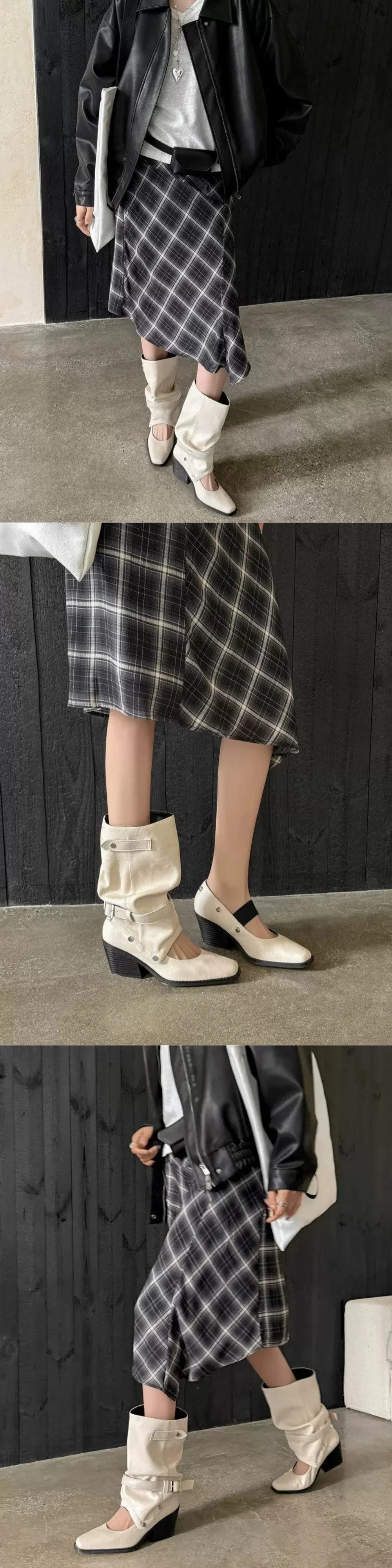 Vintage Y2k Slouchy Knee High Western Boots Women Chunky Block Heel Summer Cowboy Knee High Boots Motorcycle Boots Shoes