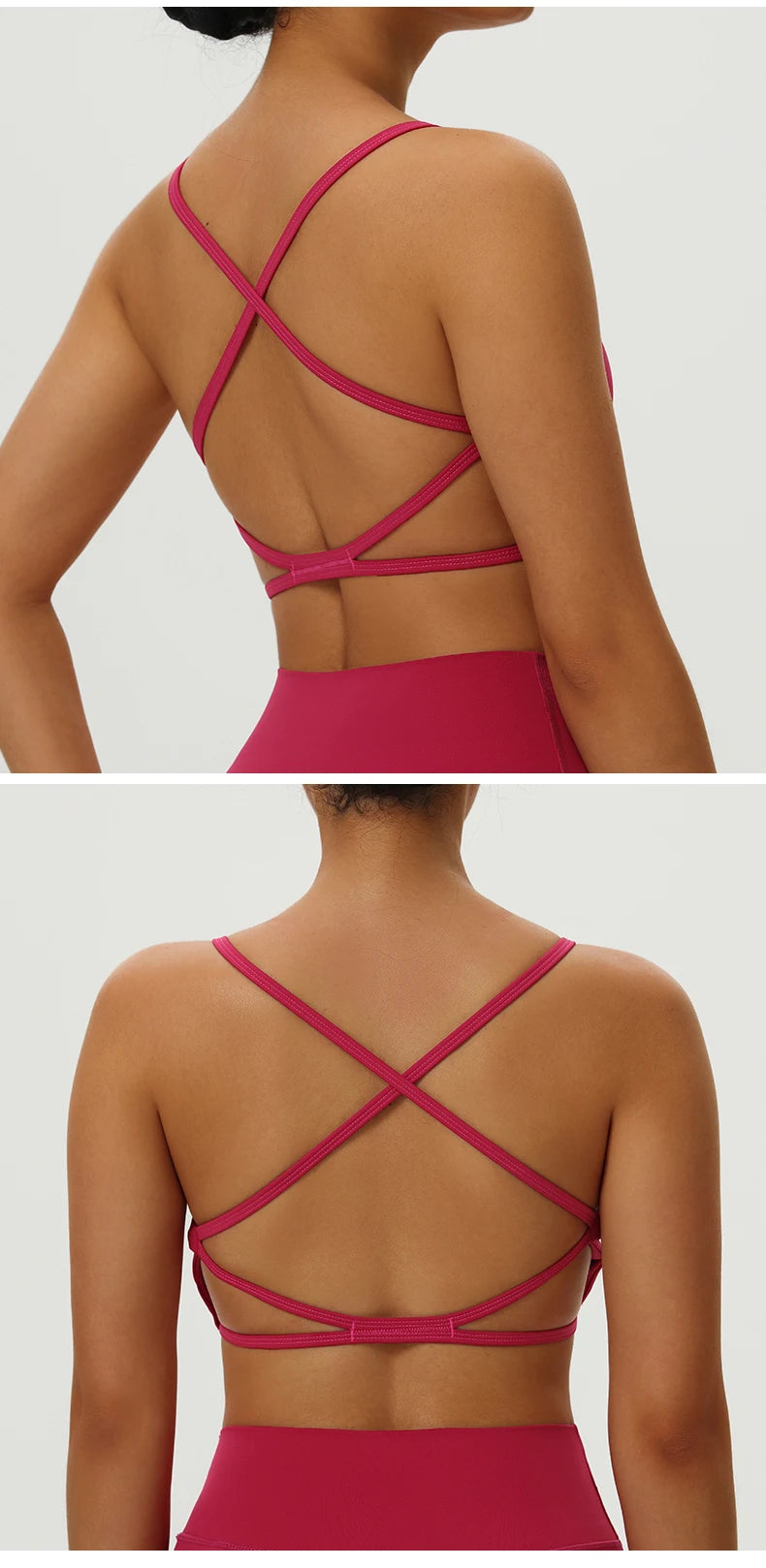 Sexy Soft Fitness Sport Bra Spaghetti Strap Cross Back Hollow Women Top Tight Gym Yoga Underwear Athletic Workout With Chest Pad