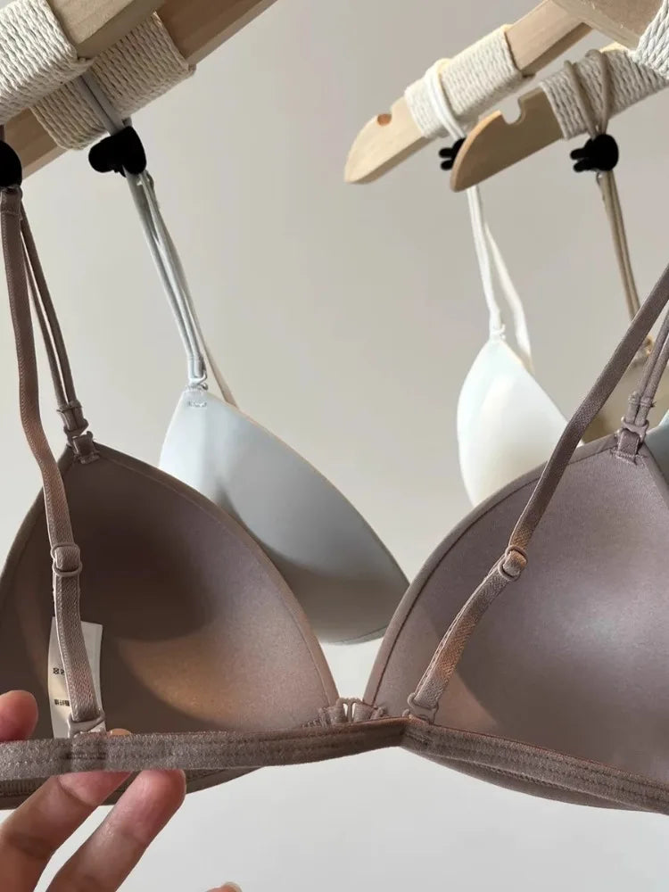 French Bralette Front Button, Thin Straps Triangle Cup Sml Chest, Seamless Beautiful Back Lingerie, Summer Lightweight Wirefree