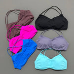 HISTELLO Vision Sports Bra Woman Seamless Yoga Underwear Removable Bra Pads V-shape Scoop Backless Sportswear Workout Gym Tanks
