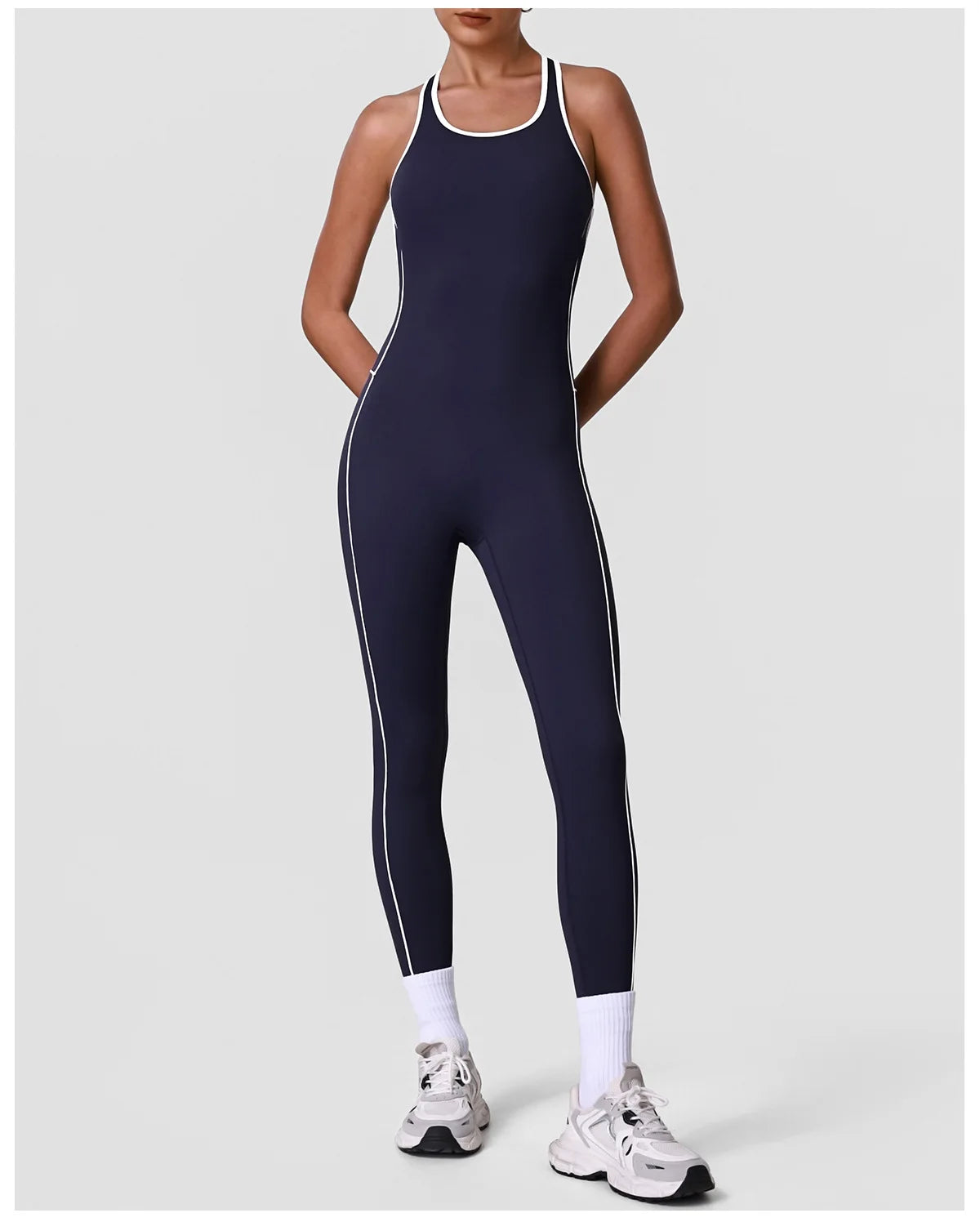 High Stretch Body Shaping Yoga Jumpsuit Women Black Patchwork Hollow Out Back Cross Fitness Sports One Piece Workout Bodysuits