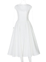 FDYOUI Elegant Sleeveless Backless A-line Party Dress for Woman 2026 Summer Tunics High Waist Solid Wedding Evening Prom Dresses