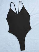 Wrinkled Criss Cross Backless Female Swimsuits One Piece Swimsuit Women Thong Swimwear High Cut Monokini Bathing Suit Swim Lady
