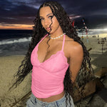 FDYOUI Woman Clothing Lace Patchhwork Camisoles Top Y2K Streetwear Sexy Halter Neck Bandage Cropped T-shirt Female Corset Tops
