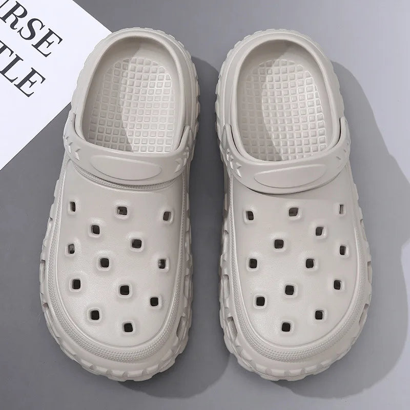 Men Summer Slippers Close Toe Leisure Clogs Soft EVA Anti-slip 2 Way Wear Shoes Couples Indoor Beach Slides Street Sandals